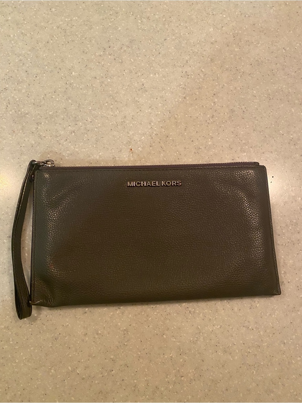 Michael Kors Women’s Gray Pebbled Leather Wristlet Pouch